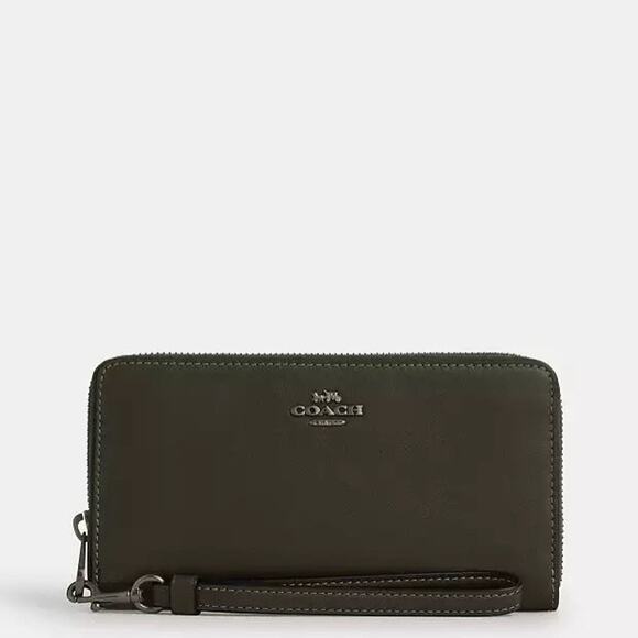 NWT Coach Long Zip Around Phone Wallet Refined Calf Leather CR623 Uniform Green - Picture 6 of 8